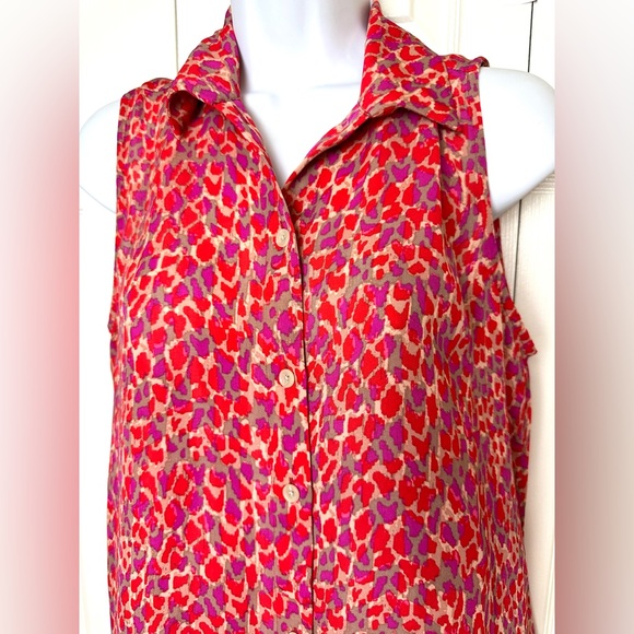CAbi #3270 Heartbreaker Top Shirt Blouse Red Tan Pink Purple Collared layering - Picture 4 of 10